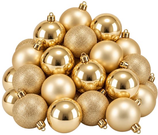 Mica Decorations Kerstballen Set - 27 Stuks - Ø6 cm - Onbreekbaar - Goud