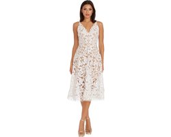 Midikleid met diepe uitsparing en wijde rok