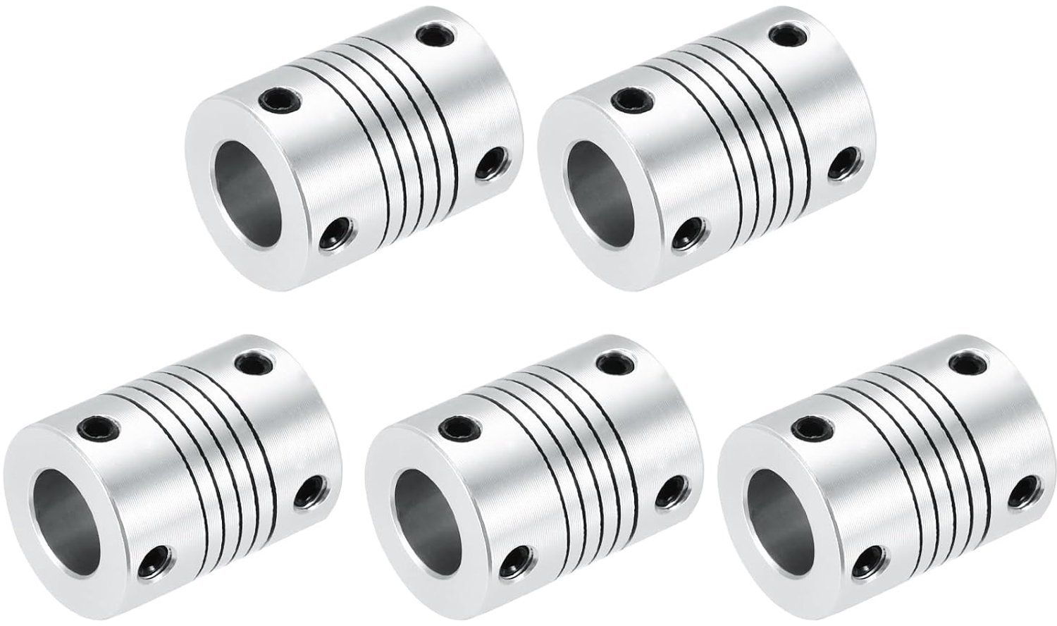 askoppeling 10 mm op 10 mm - aluminiumlegering - flexibele koppelingsstraal - voor 3D-printer en CNC-machine - 5 stuks - m-winkel