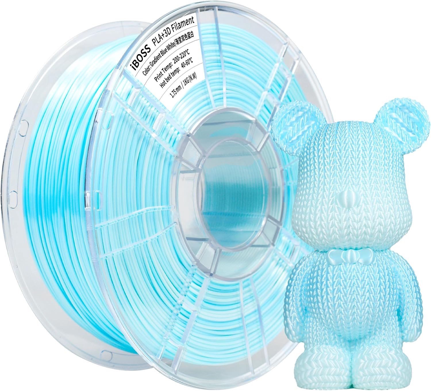 3D-printerfilament 1,75 mm - PLA Plus - tweekleurig kleurverloop blauw wit - geschikt voor FDM-printers m-winkel - m-winkel