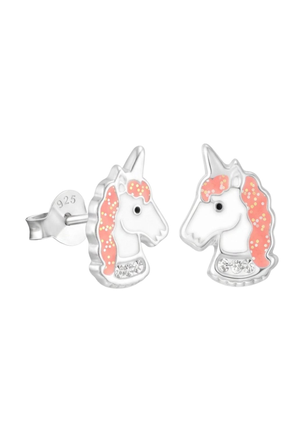 Childrens Silver Unicorn Ear Studs With Crystal And Epoxy