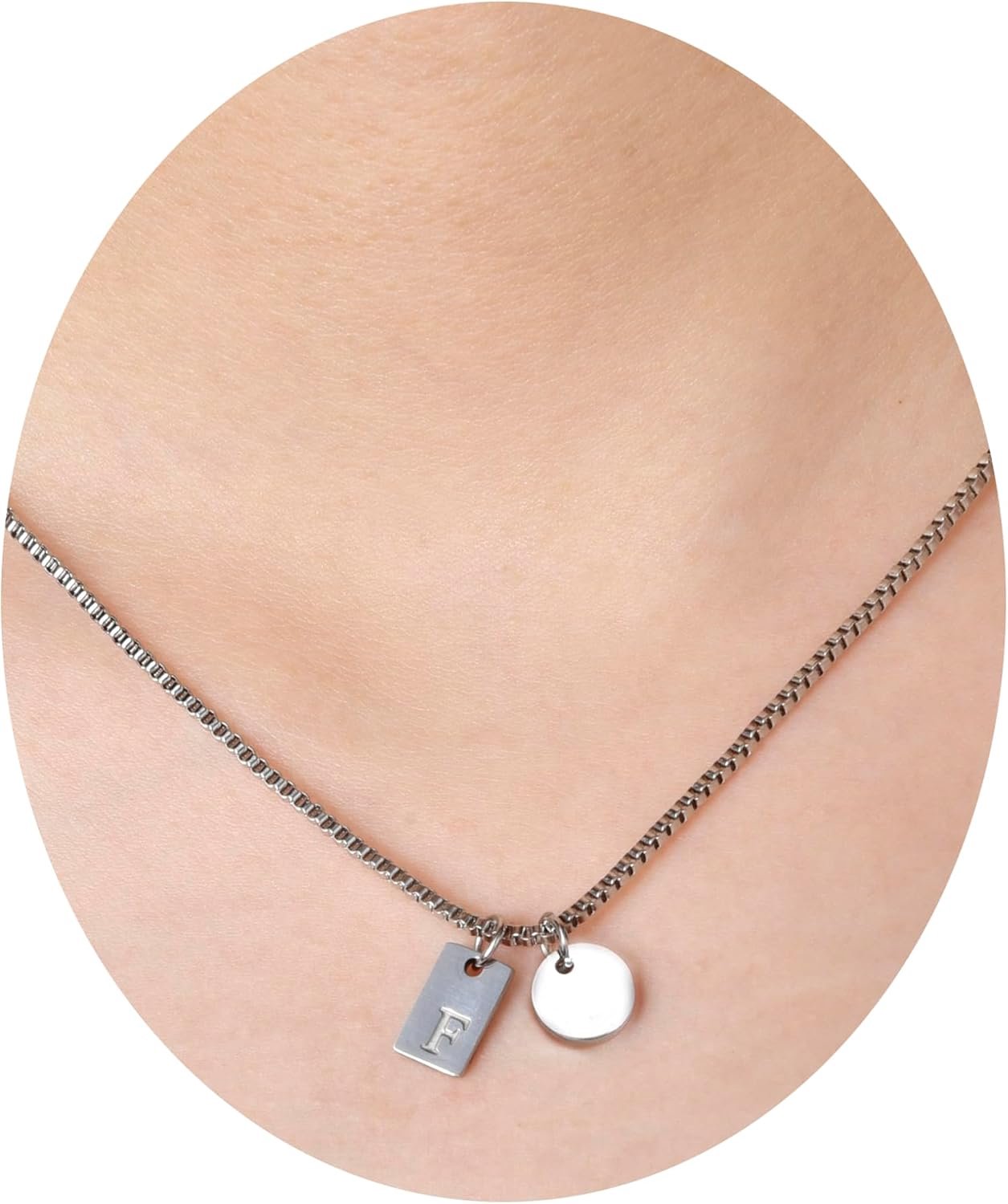 Dameshalsketting A-Z 41 cm - titanium staal - 1,55 mm boxketting - persoonlijke sieraden - ServiceTopper
