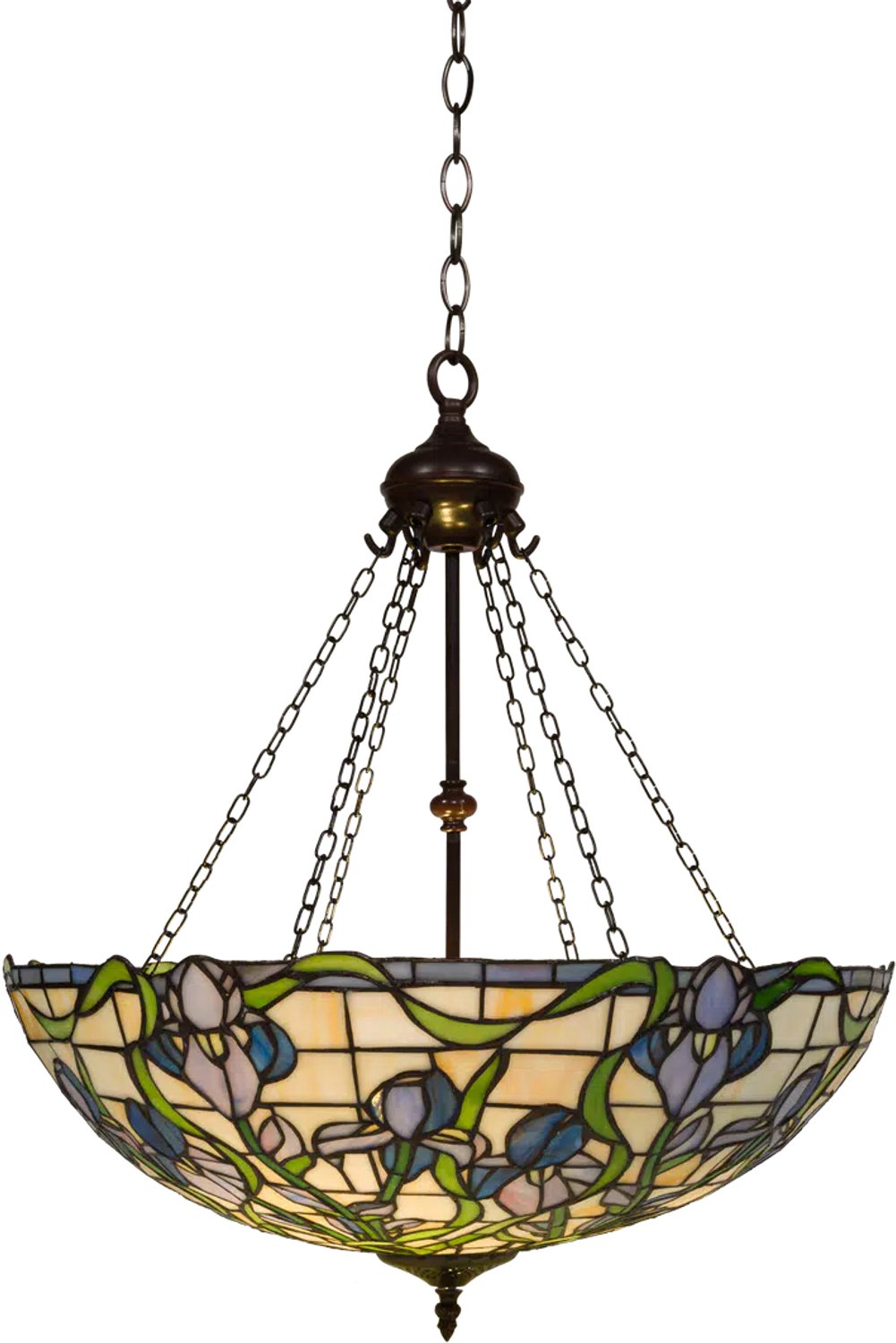 Tiffany hanglamp Blauwe & Lila Bloemen Ø 55 cm | RORUVERA