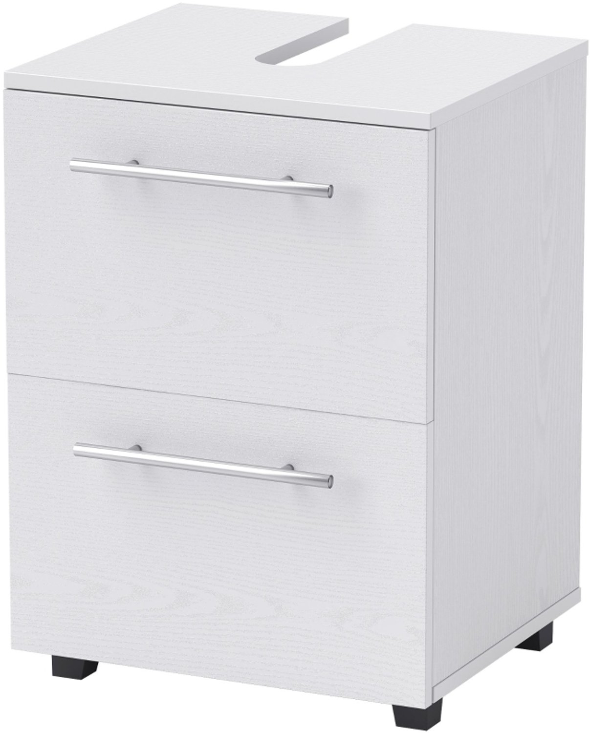 Witte Wastafelonderkast - 41,5 x 35,5 x 59 cm - Met Deur, Lade En U-vormige Uitsparing - Compact Badkamermeubel Voor Wandwastafel