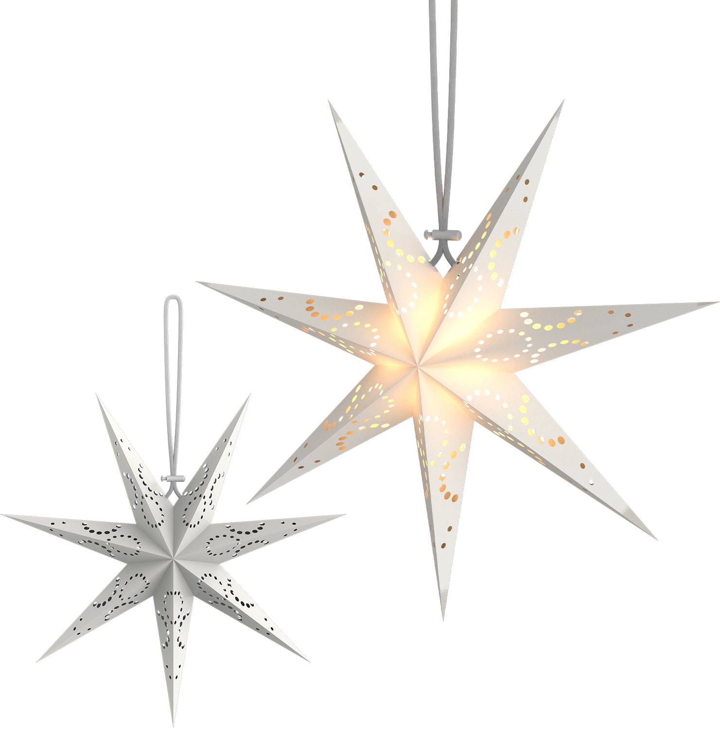 Soontrans Papieren Kerstster 45 cm - Decoratieve Lichtster Op te Hangen - Stervormige Kerstdecoratie voor Binnen - Raamdecoratie, Wanddecoratie, Woonkamer en Feestelijke Verlichting - Wit