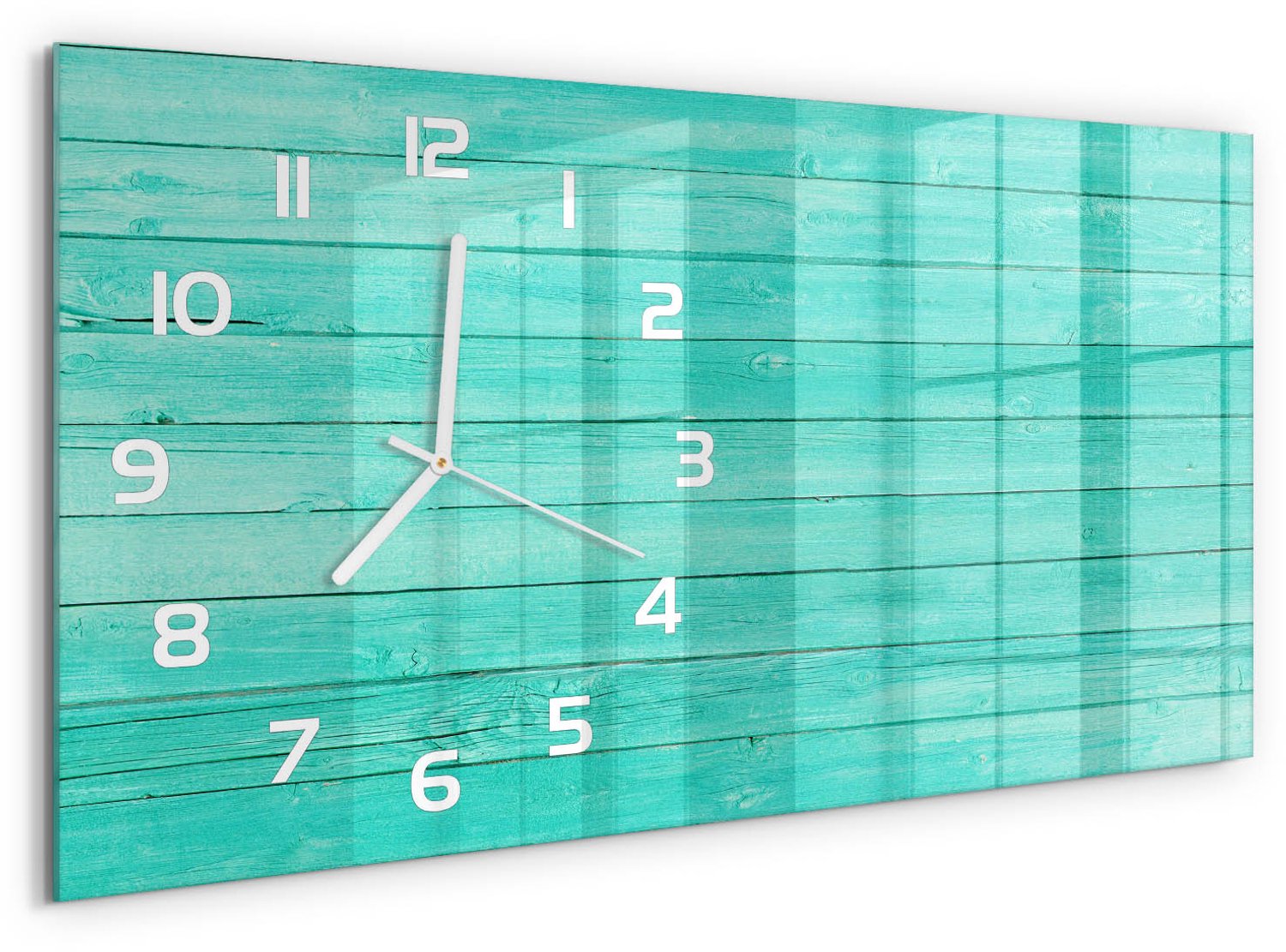 TULUP Wandklok - Groene borden Gekleurde Glazen Klok - 60x30 cm - Groente Glazen Klok Met Print - Witte handen - Rechthoekige Klok - Moderne Wandklok Glas - Wandklok Glas Decoratie