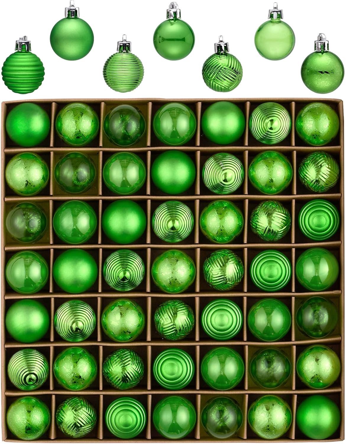 49 Stuks Shatterproof Kerstballen 3 cm - Groene Kerstboomdecoraties met Ophanghaken voor Feestelijke Versiering