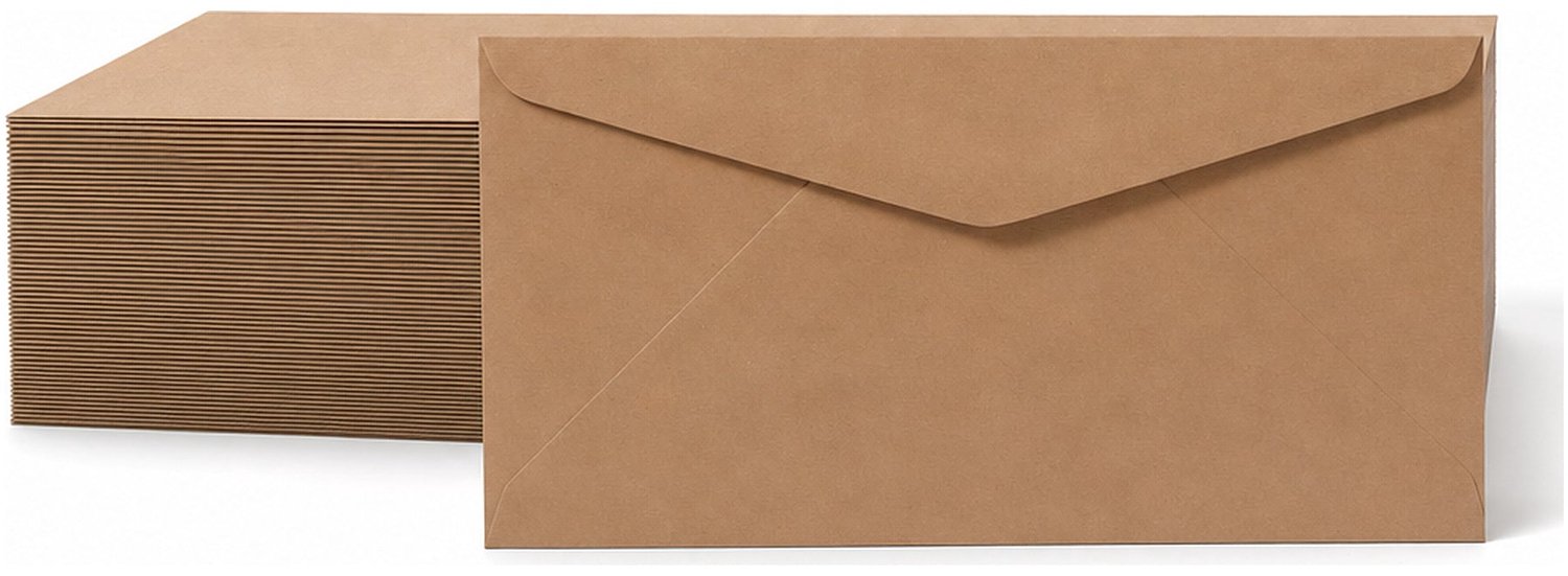 Enveloppen Bruin 11x22 cm - 100 stuks - 120 gram - Bruine Enveloppen DL - Wenskaart Envelop
