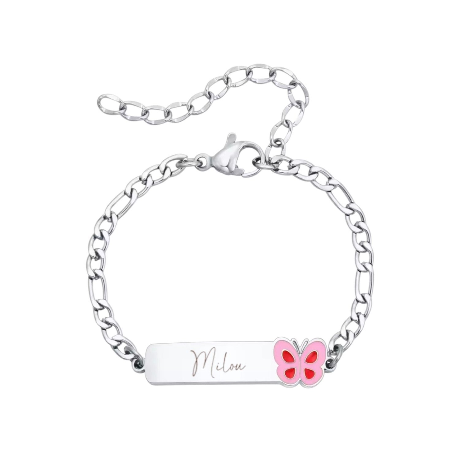 Meisjes Naam Armband met Vlinder Zilver