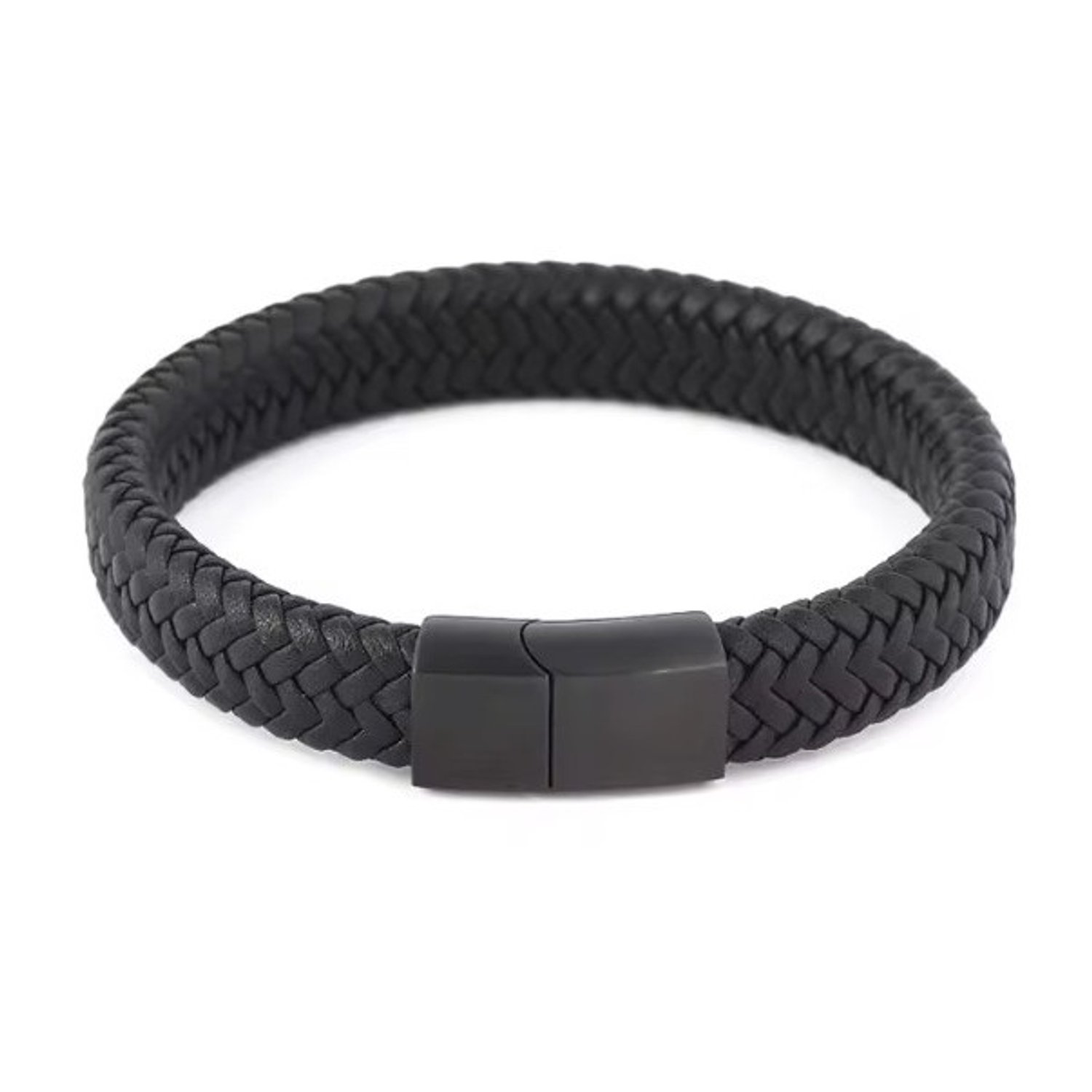 Gevlochten Armband met Initialen Zwart, 16 centimeter
