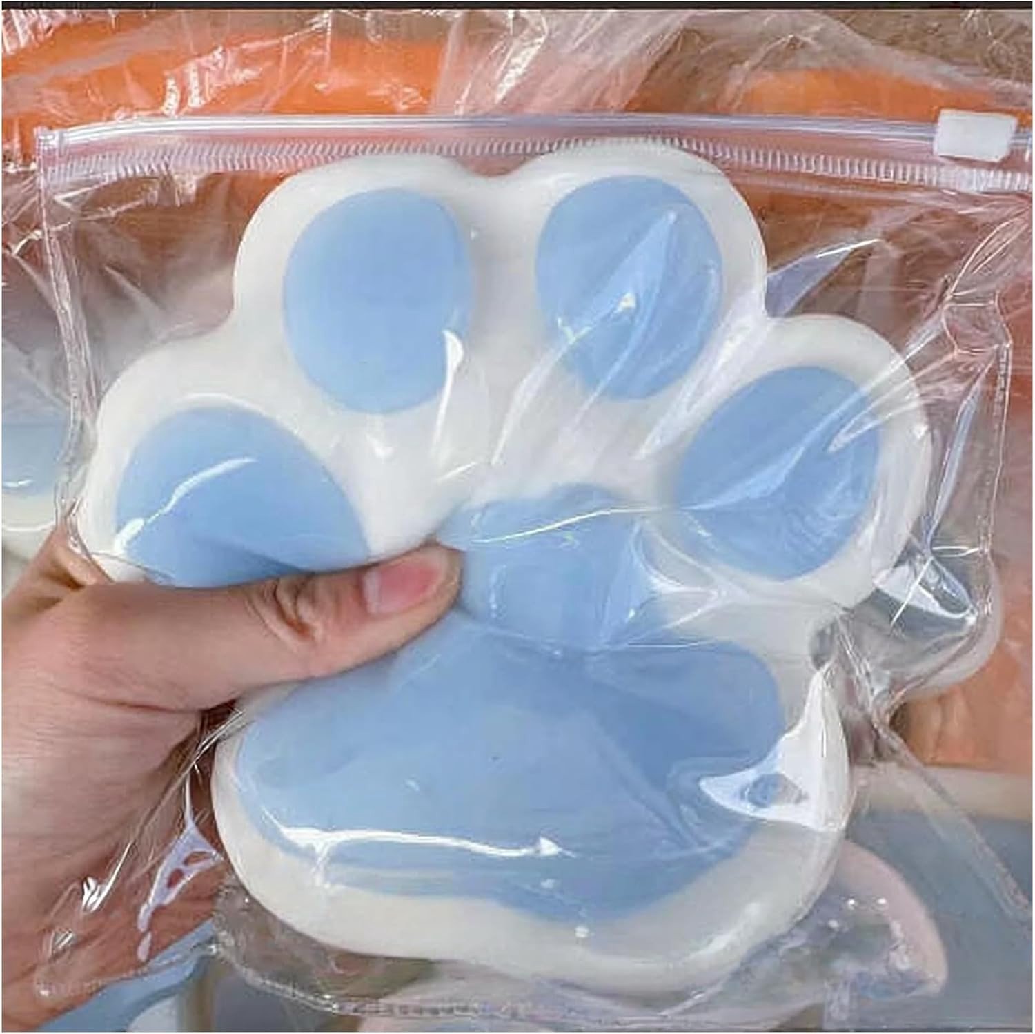 Grote squishy kattenpoot, stressverlichtend speelgoed voor volwassenen en kinderen, zacht en ontspannend drukpunt speelgoed in blauw