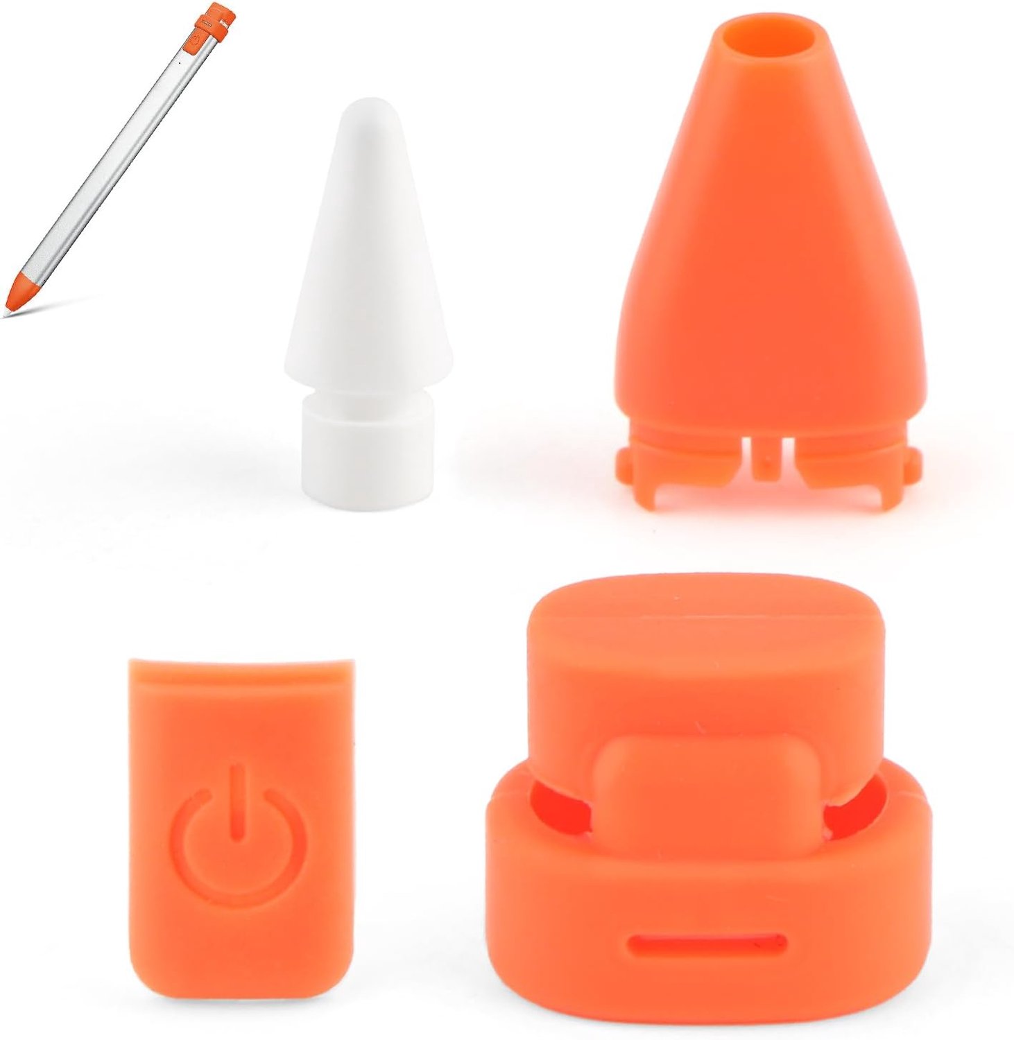 Punten + siliconen penpuntbeschermer voor Logitech Crayon Digital Protection Kit Meegeleverde accessoires Penpunt + beschermkap + penpuntbeschermer + touchkap