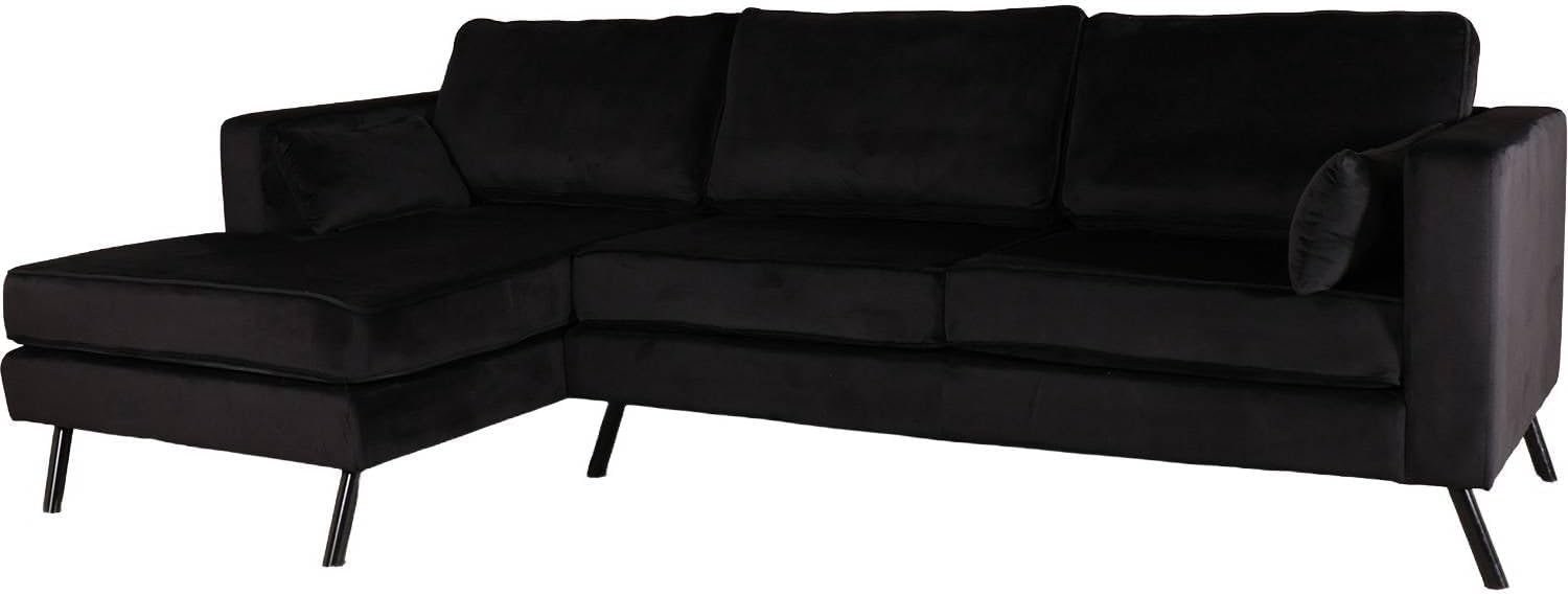 Hilde 270cm loungebank zwart velvet links bankstel hoeksalon zetel