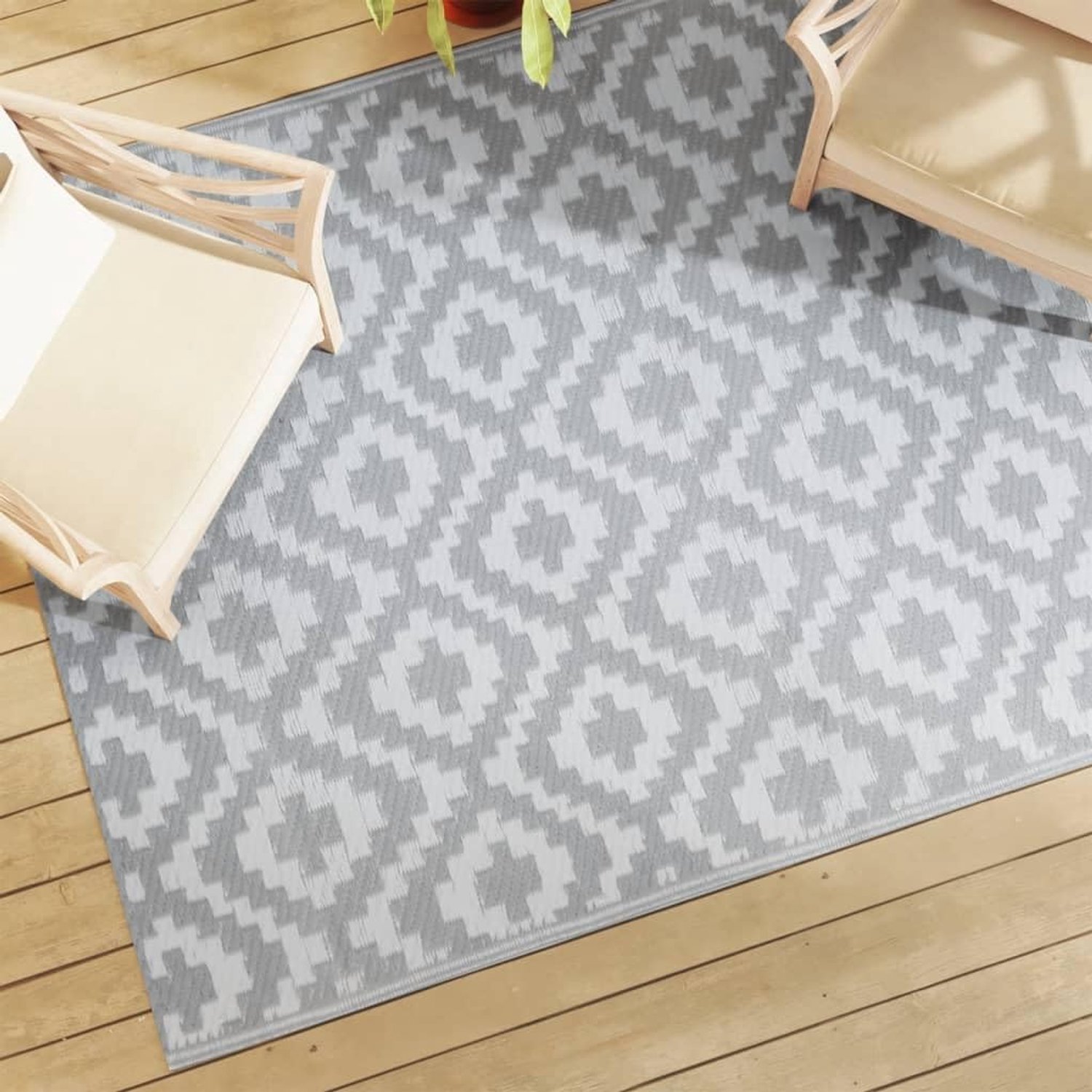 Tapijt ARAKIL grijs 160 x 230 cm - weerbestendige tuinloper voor balkon, terras en binnen, aan beide zijden bruikbaar, duurzame polypropyleenvezels