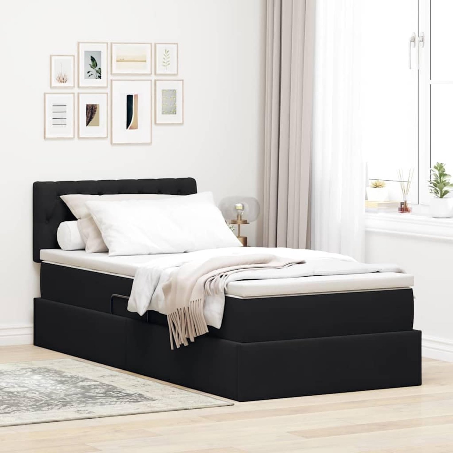Opbergbed met matras moderne woonkamer Zwart 100 x 200 cm