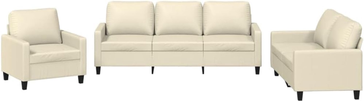 3-delig. Sofa set met kussen crème kunstleer woonkamer bank kantoor sofa slaapkamer sofa lounge sofa voor woonkamer, slaapkamer, logeerkamer