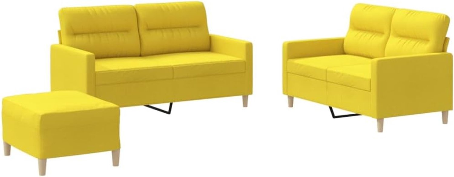3-delig. Sofa set met kussen lichtgele stof woonkamer bank kantoor sofa slaapkamer sofa lounge sofa voor woonkamer, slaapkamer, logeerkamer
