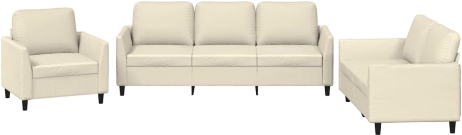 3-delig. Sofa set met kussen crème kunstleer woonkamer bank kantoor sofa slaapkamer sofa lounge sofa voor woonkamer, slaapkamer, logeerkamer