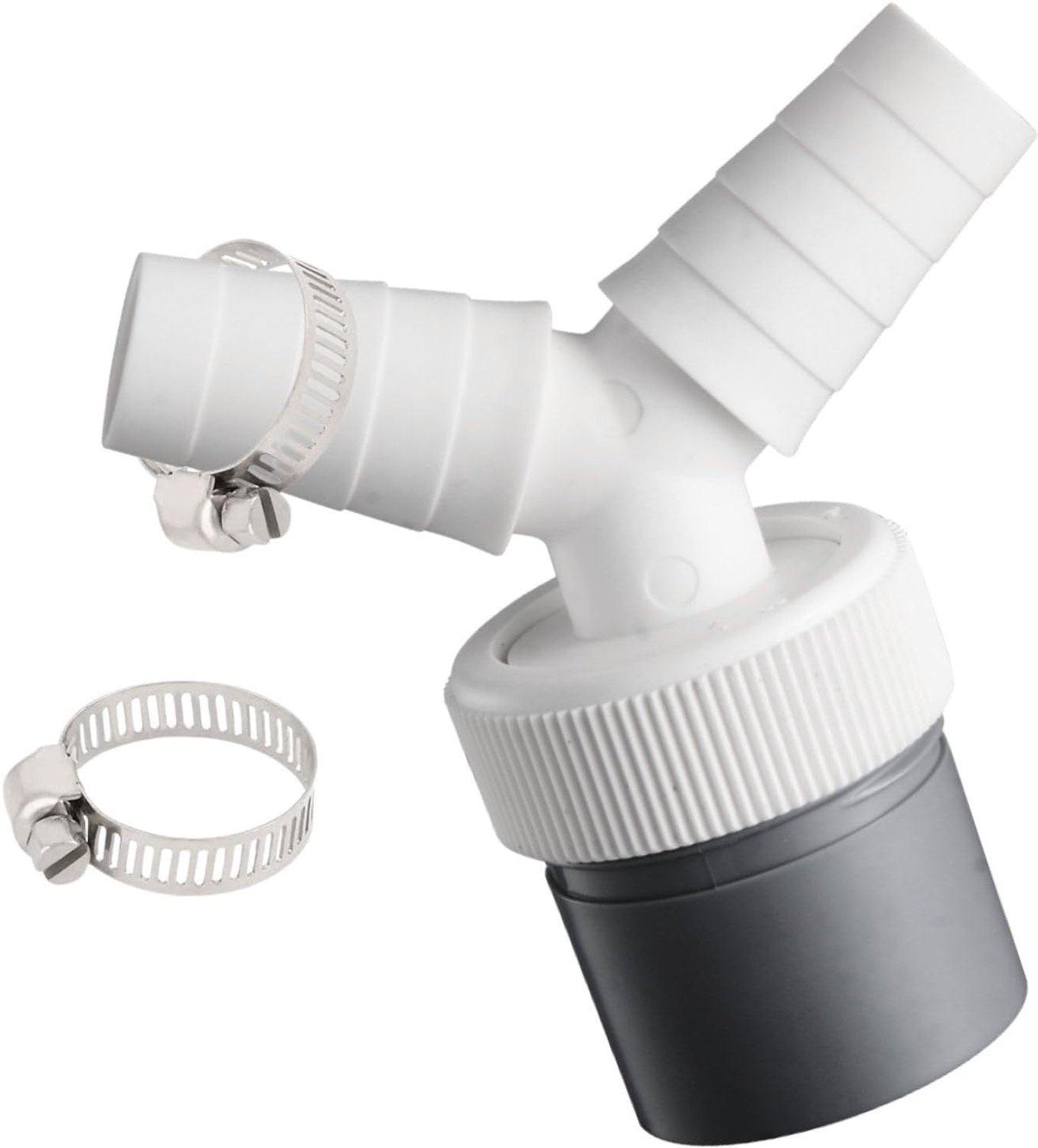 Afvoeraansluitstuk voor Wasmachine en Vaatwasser, Dubbele Y-Connector met 19-24 mm Aansluiting en 40 mm Afvoerslang met Slangklem, Universeel Gebruik