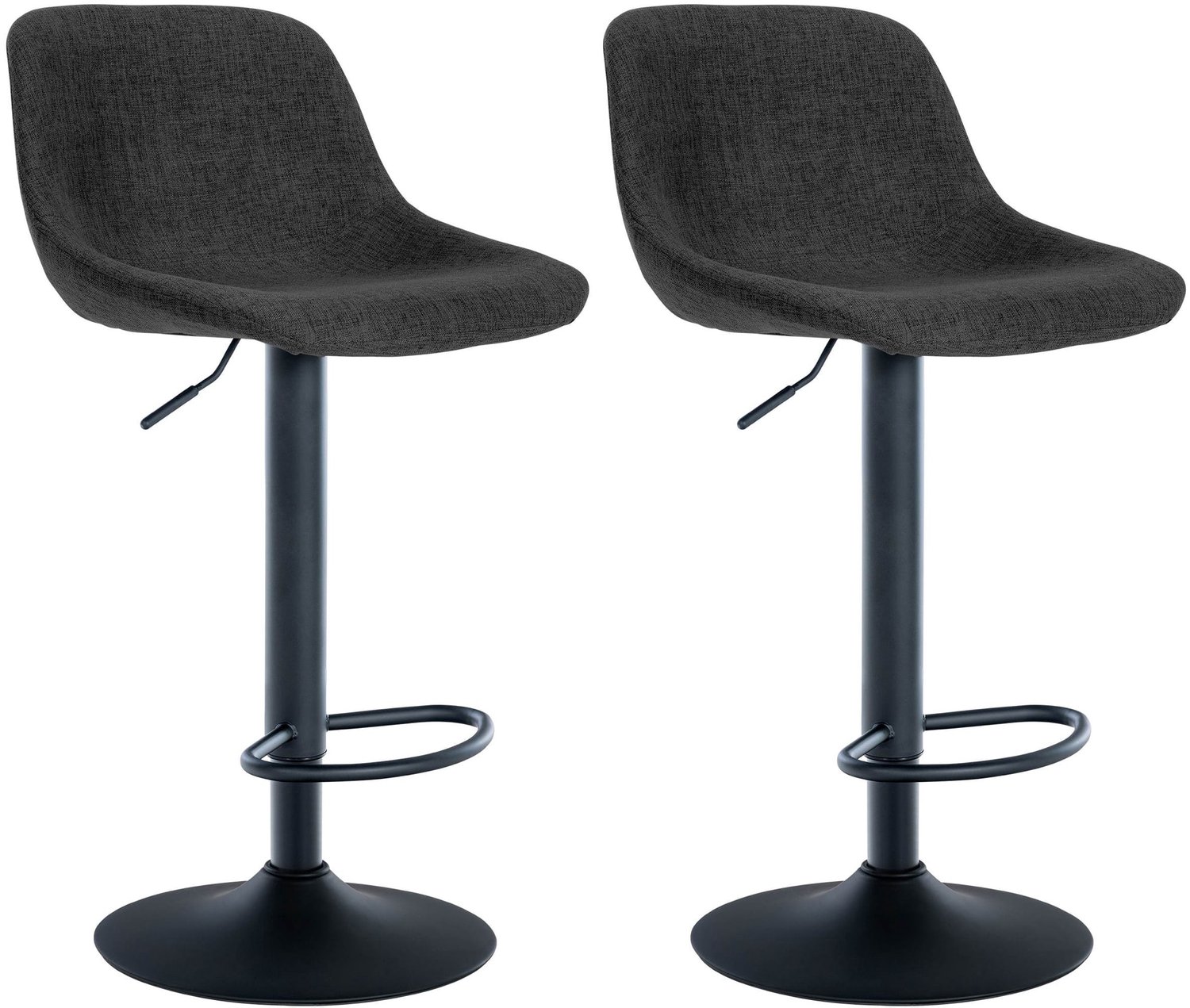 Luxe Comfort Barkruk - Set van 2 - Verstelbaar - Stof - Zwart zwart/zwart