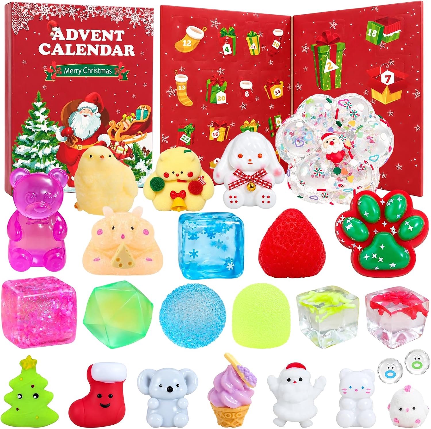 24-delige squishy-adventskalender, fidget-speeltje, kerst-aftelkalender