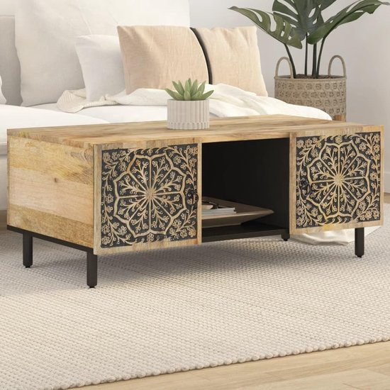 Tafel woonkamertafel balkontafel kleine bijzettafels - salontafel 100x54x40 cm massief hout mango voor keuken slaapkamer balkon woonkamer — afbeelding 3