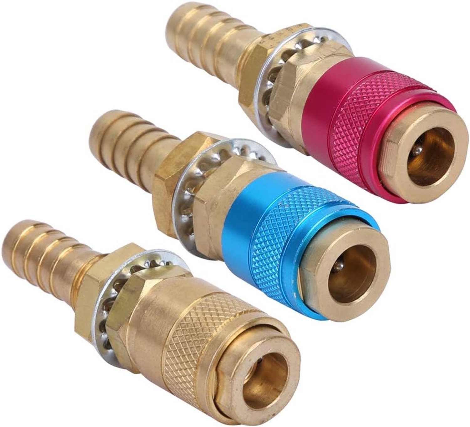 Gasadapter voor Argon TIG Lassen Snelkoppeling Messing Rood Geel Blauw Watergekoelde Slangkoppeling 3 Stuks