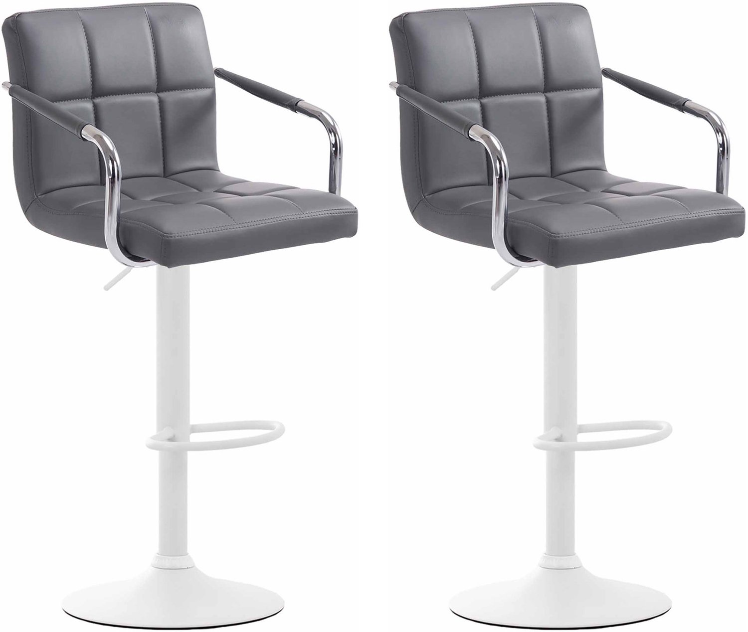 Luxe Comfort Barkruk - Set van 2 - Verstelbaar - Grijs grijs wit