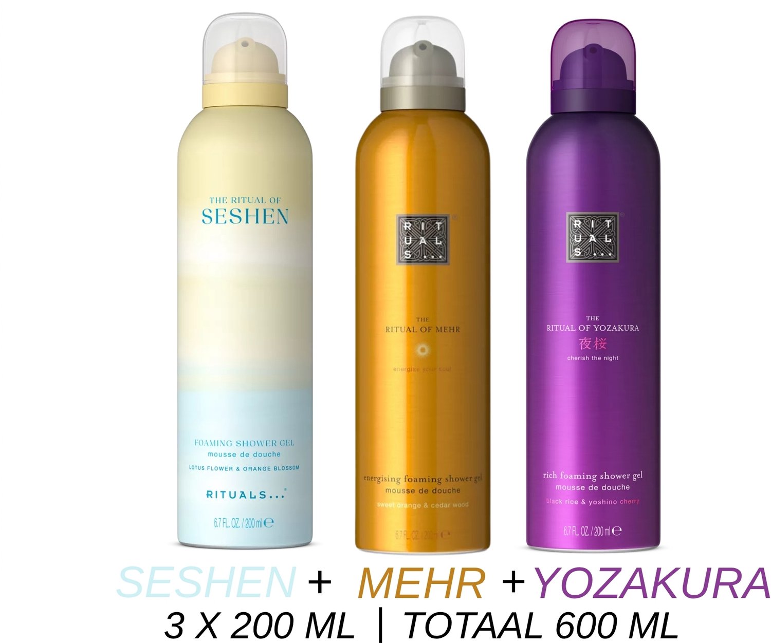 Rituals - Shower Gel Value Set - Seshen + Mehr + Yozakura - 3 x Shower Gel 200 ml = 600 ml - Douchegel - Doucheschuim