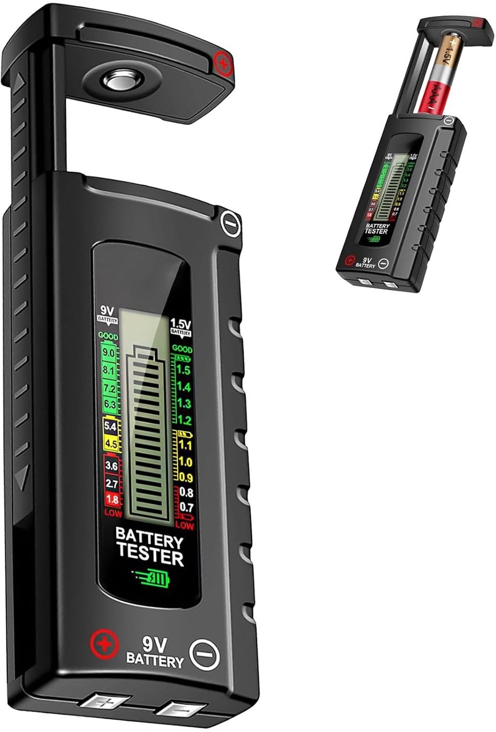 Digitale LCD-batterijtester - Zwart - Compacte Universele Batterijtester voor AA, AAA, C, D, 9V en Knoopcellen