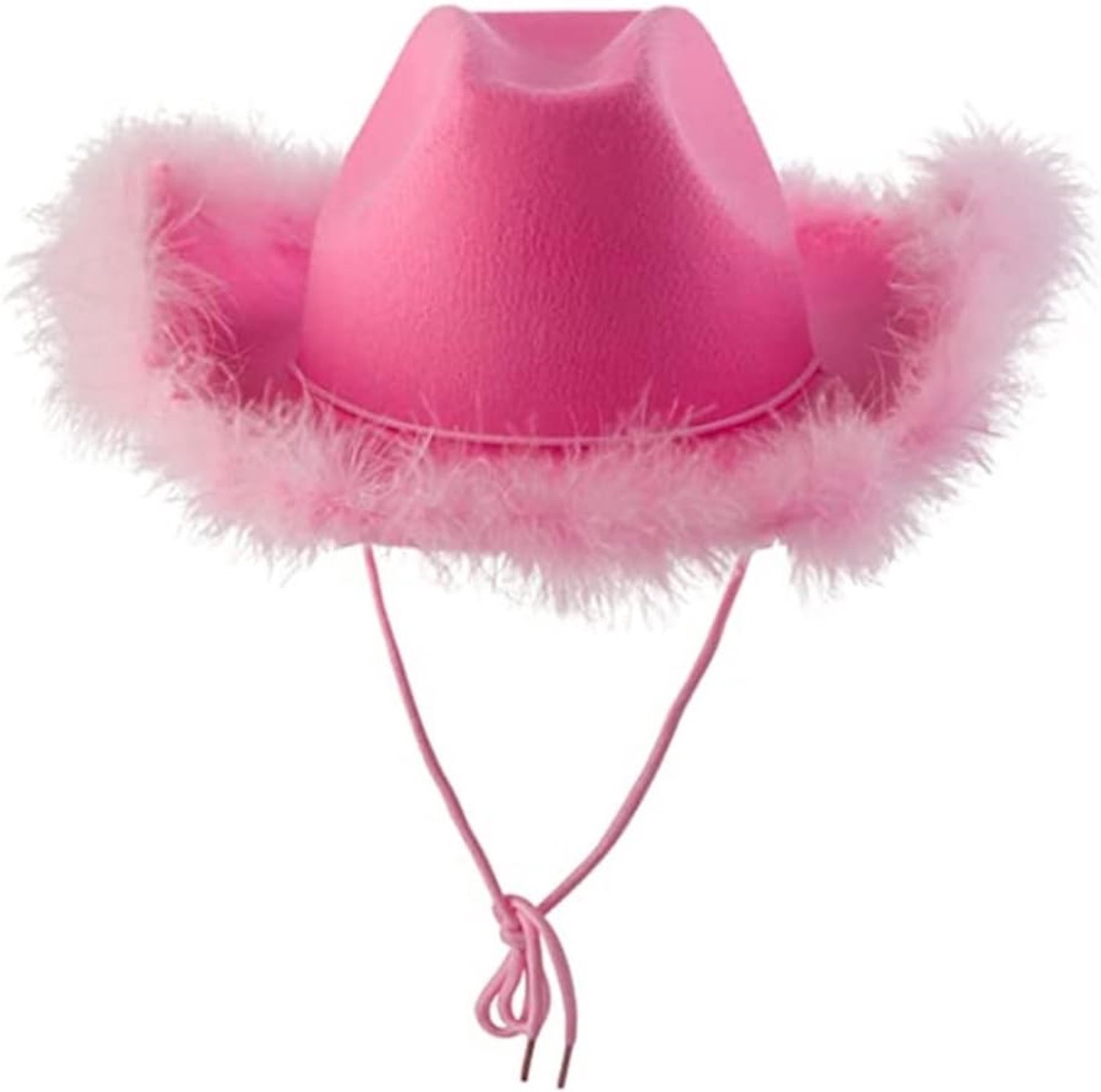 Cowboyhoed van vilt, cosplay-accessoires, verstelbaar trekkoord voor feestjes, festivals, volwassenen, 58 cm, roze, 115 g