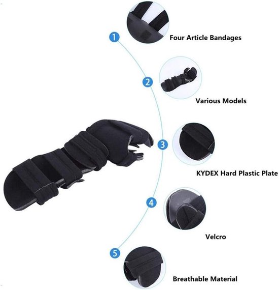 Rigide steunplaat, pols-orthese pleisterspalk, breuken contracture fixatie, handfunctie trainer, vier verbanden voor muizenhand, hersenverhelming, carpale breuk (zwart), rechts, M — afbeelding 5