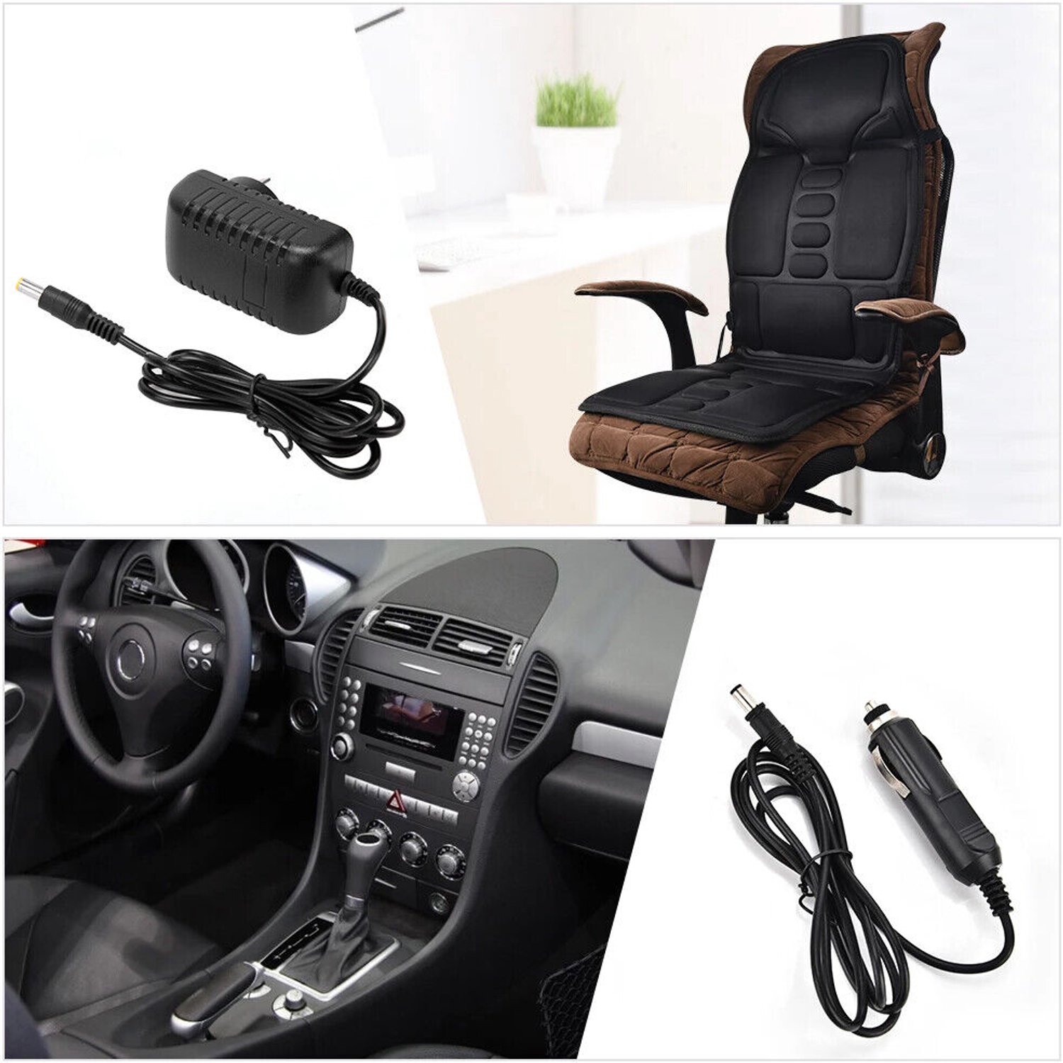 Elektrisch Massagekussen voor Auto en Stoel - Vibratiemassage - 7 Motoren - 8 Standen - 3 Intensiteitsniveaus - Warmtefunctie - Timer 15/30 Min - Voor Rug, Onderrug, Heupen en Bovenbenen – foto 8