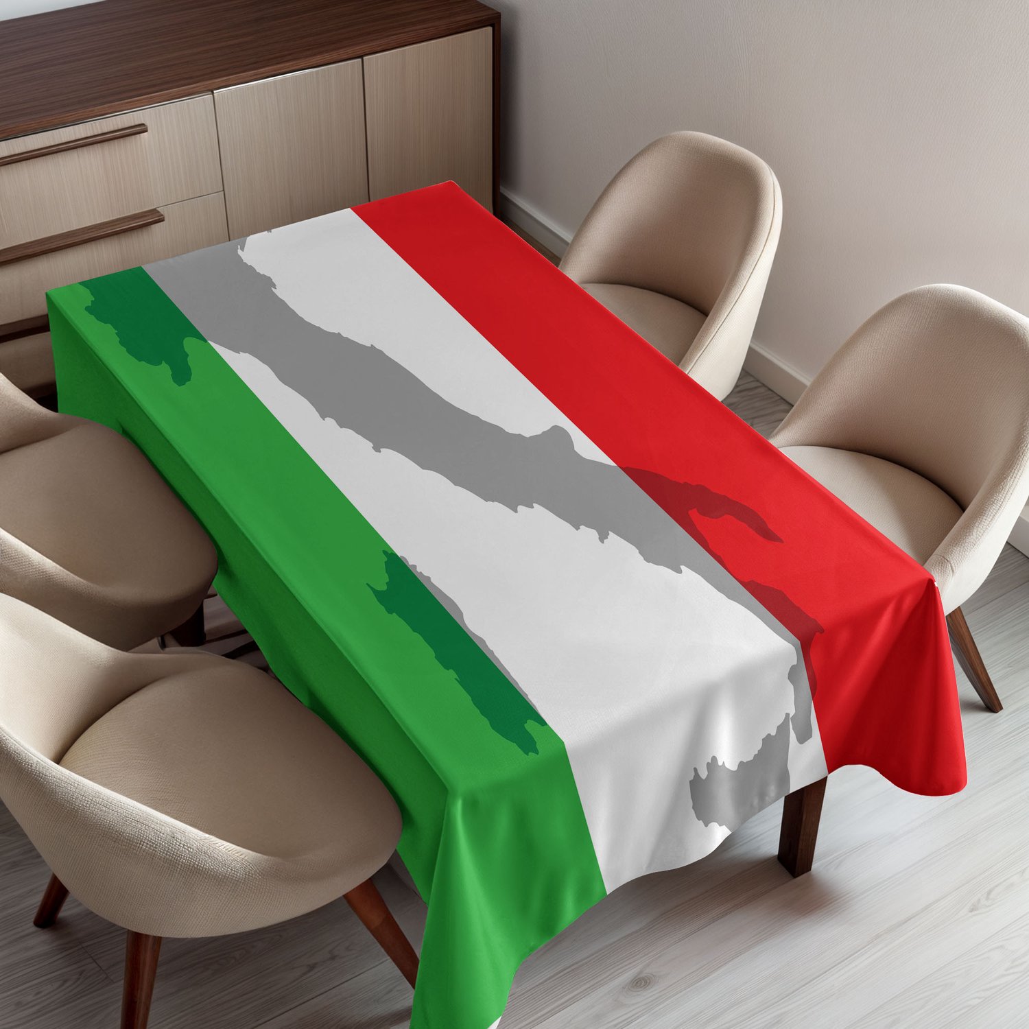 ABAKUHAUS Italiaanse Vlag Tafelkleed, Kaartweergave van Italië Landkaart Nationaal Land Europa Cultuur, Rechthoekig Tafelkleed voor Eetkamer Keukendecoratie, 130 x 150 cm, Varengroen