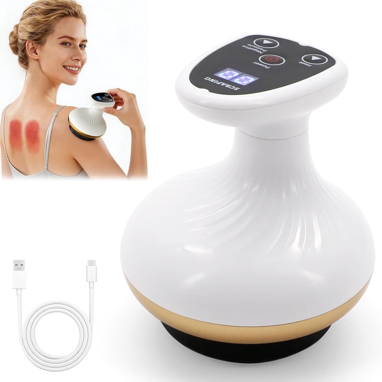 Cellulitismassageapparaat 4-in-1 - Elektrisch Gua Sha - Lymfedrainage en doorbloeding - Verstevigend effect - ShopVlot