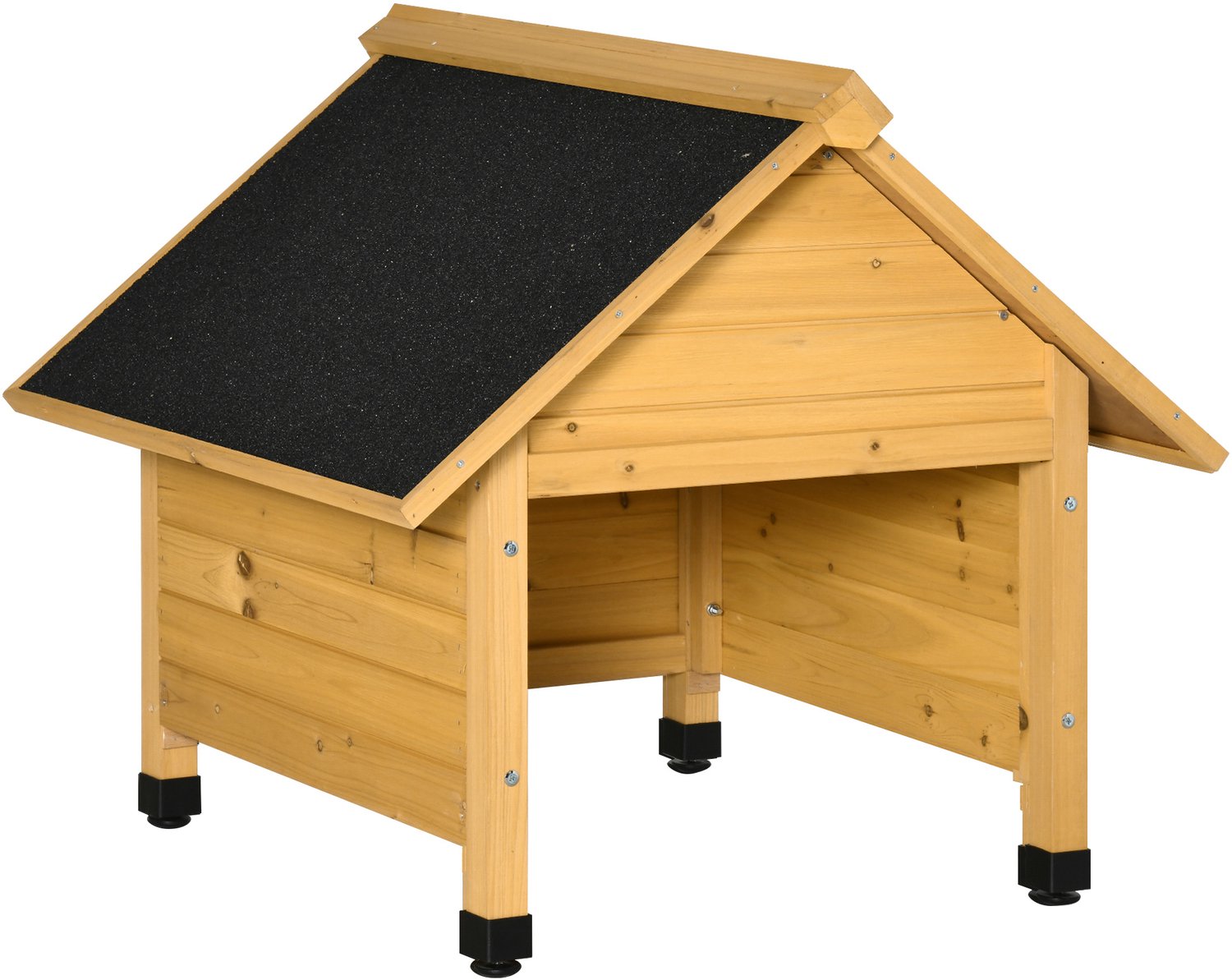 Sunona Garage voor robotmaaier - Van massief dennenhout - Met bitumen dak - 75 x 76 x 70 cm - Geel