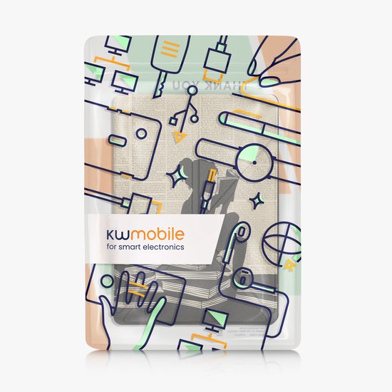 kwmobile e-reader hoesje geschikt voor Kobo Aura ONE hoes - Ereader flip case met standaard - E reader cover van kunstleer - In zwart / beige — afbeelding 5