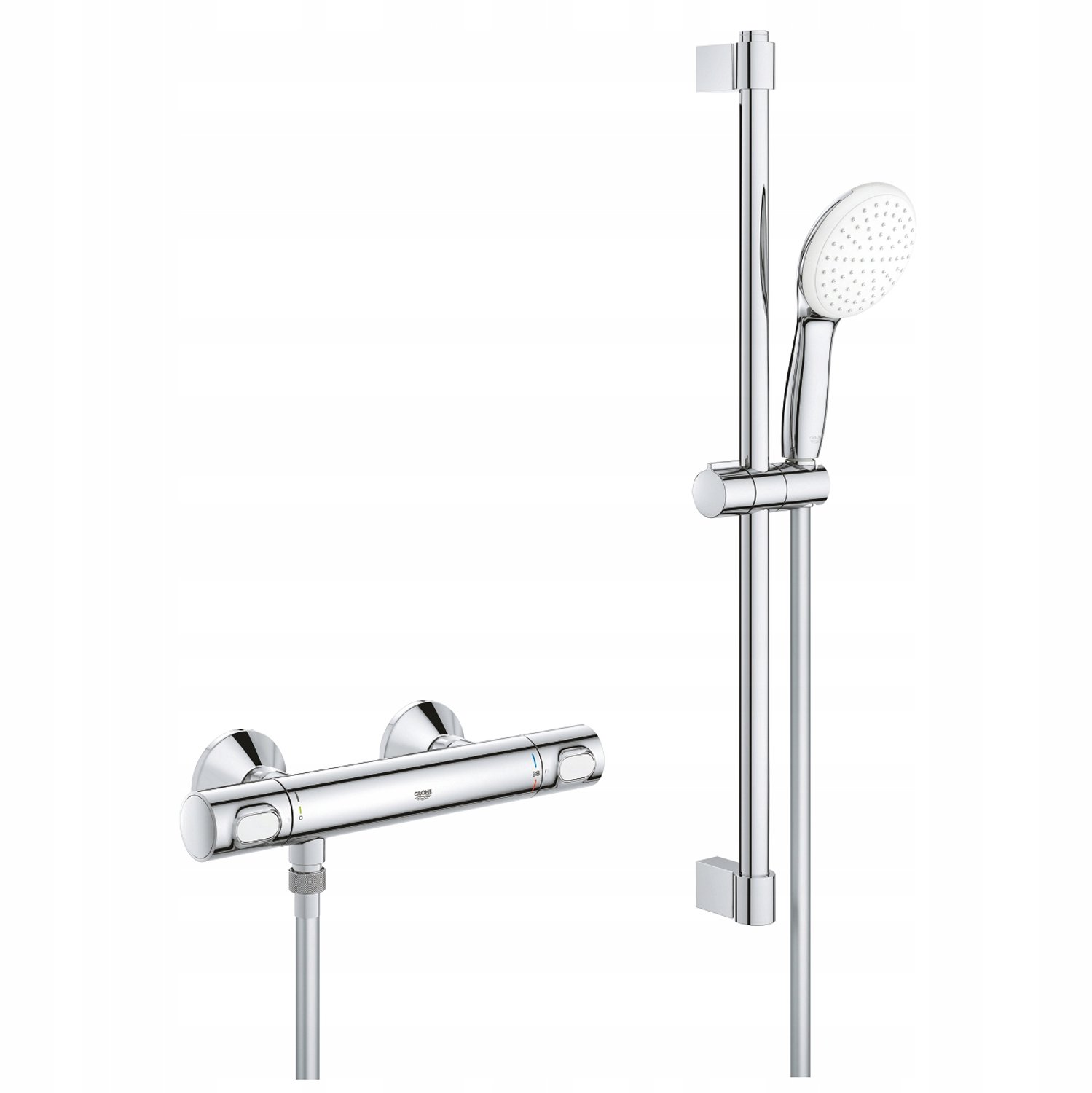 GROHE Precision Flow Thermostatische Douchekraan - 15 cm - Inclusief douchegarnituur - Waterbesparend - Chroom