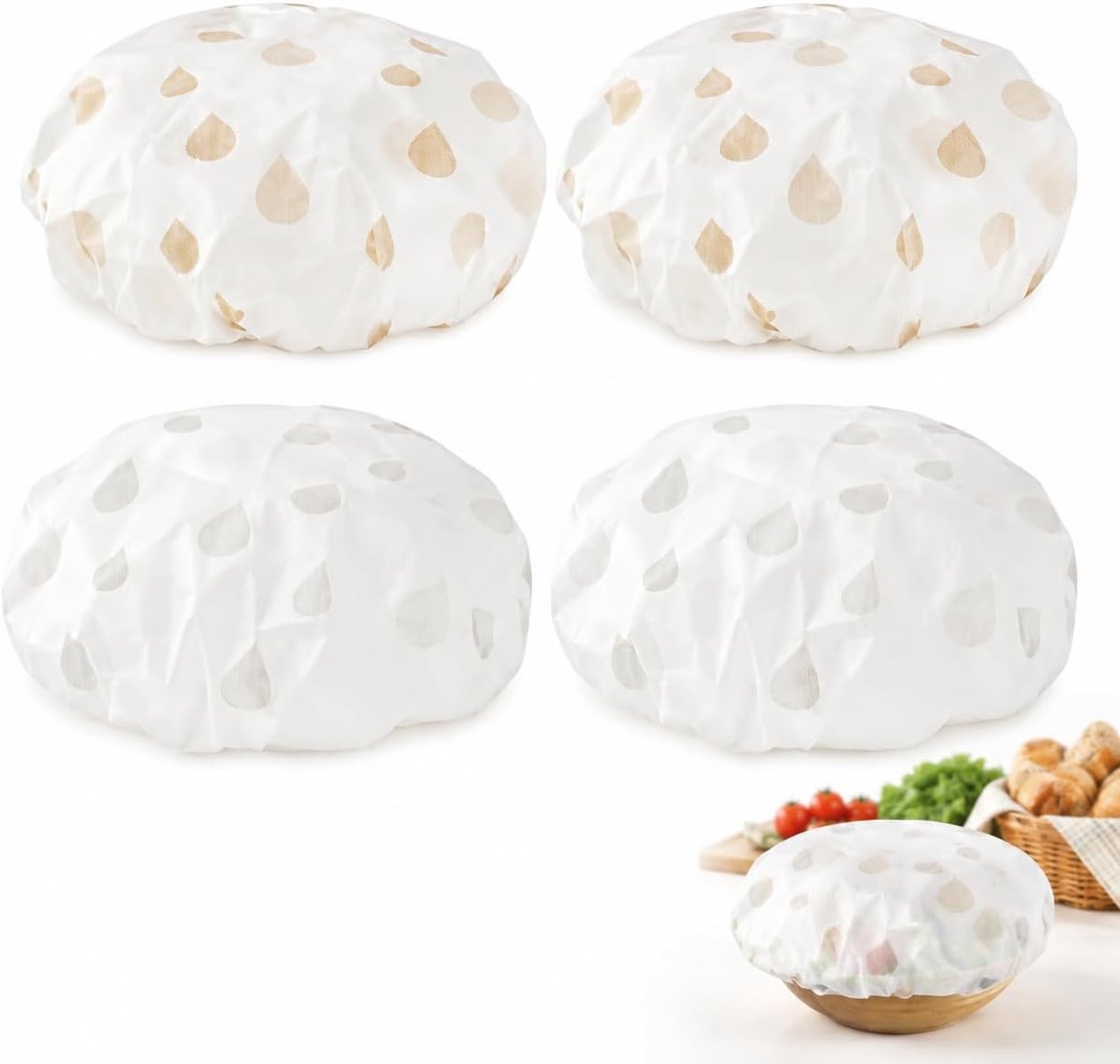 Herbruikbare voedselbedekking - 4 stuks elastische deksels voor kommen, brood en fermentatie - Ø 27 cm, ideaal voor versheid en bescherming