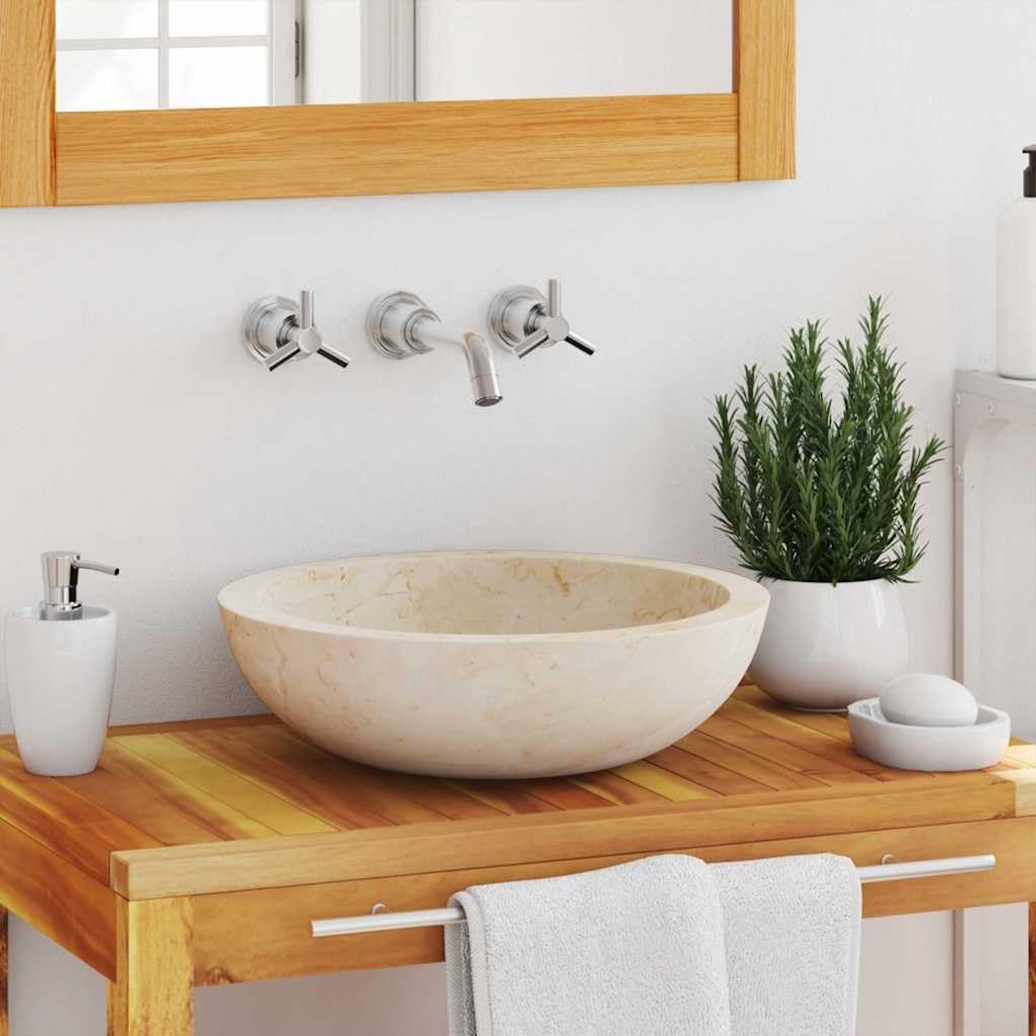 Wastafel 40 x 12 cm crème wasbak voor badkamer