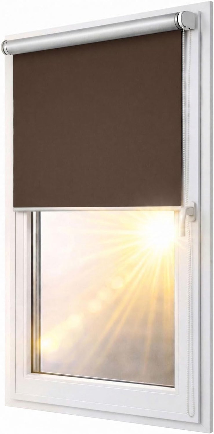 Verduisterend rolgordijn Blackout Silver Klemmfix zonder boren 77x150 cm bruin - compleet voorgemonteerd met ingebouwd mechanisme, multistop