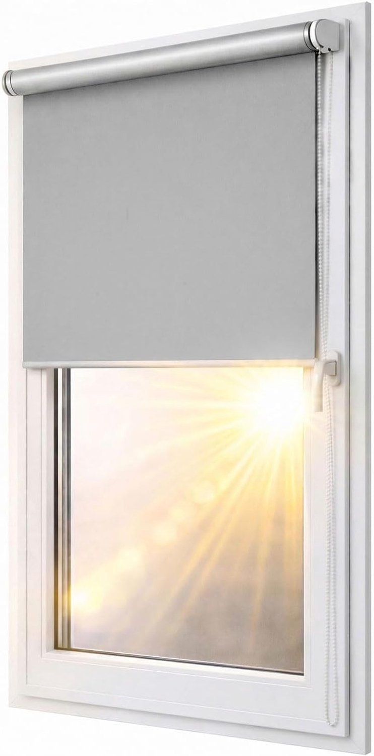 Verduisterend rolgordijn Blackout Silver Klemmfix zonder boren 107x230 cm grijs - compleet voorgemonteerd met ingebouwd mechanisme, multistop