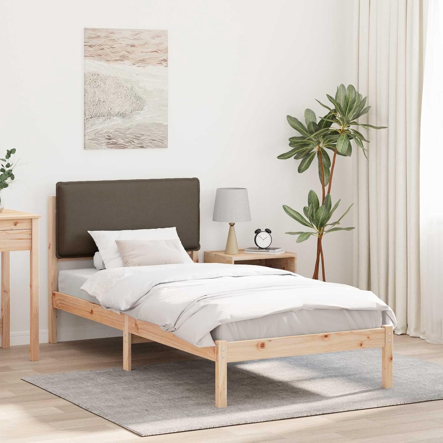 Grenenhout gestoffeerd hoofdeinde modern Taupe 75 x 190 cm