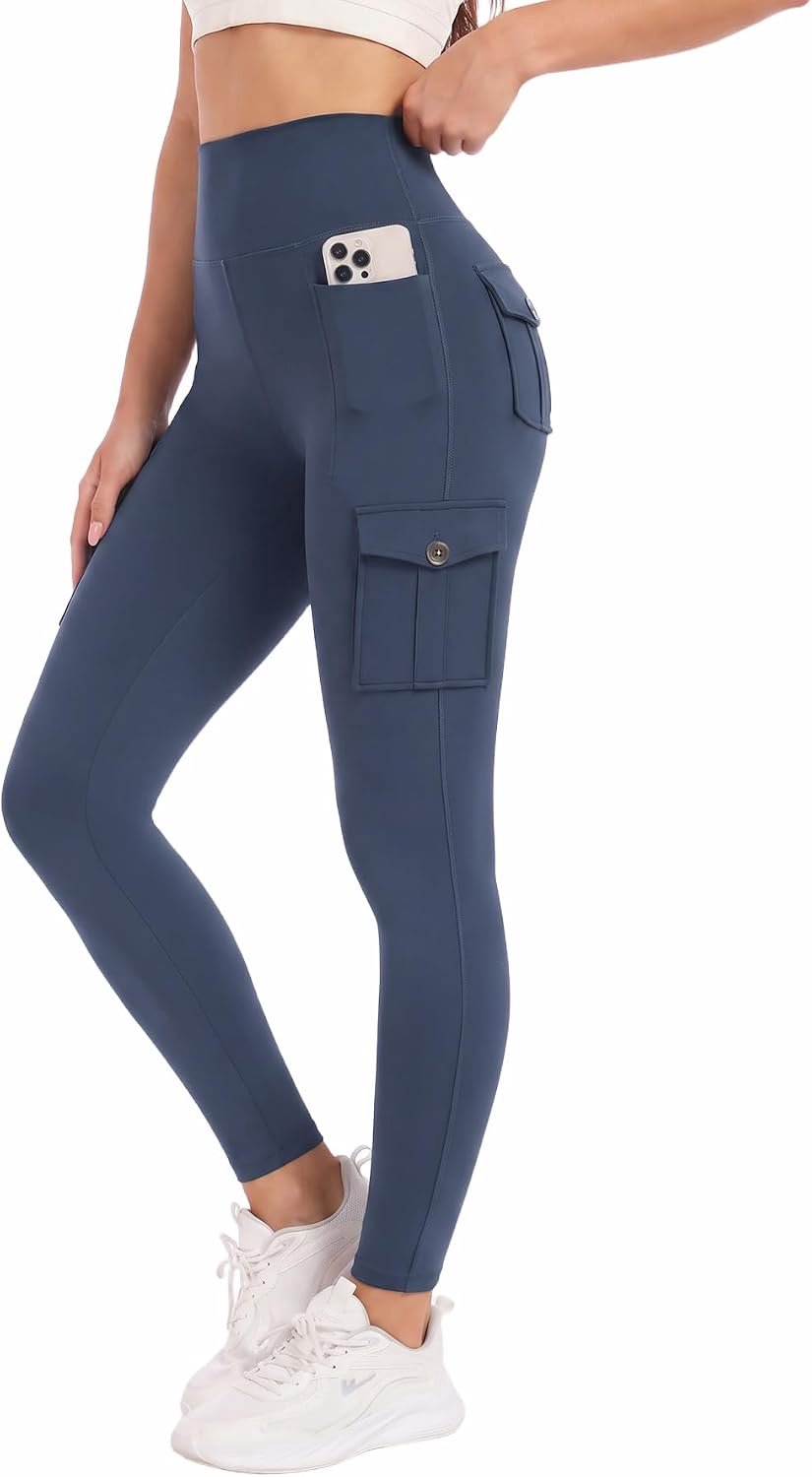 Legging Dames 6 Zakken Hoge Taille Push Up Yogabroek