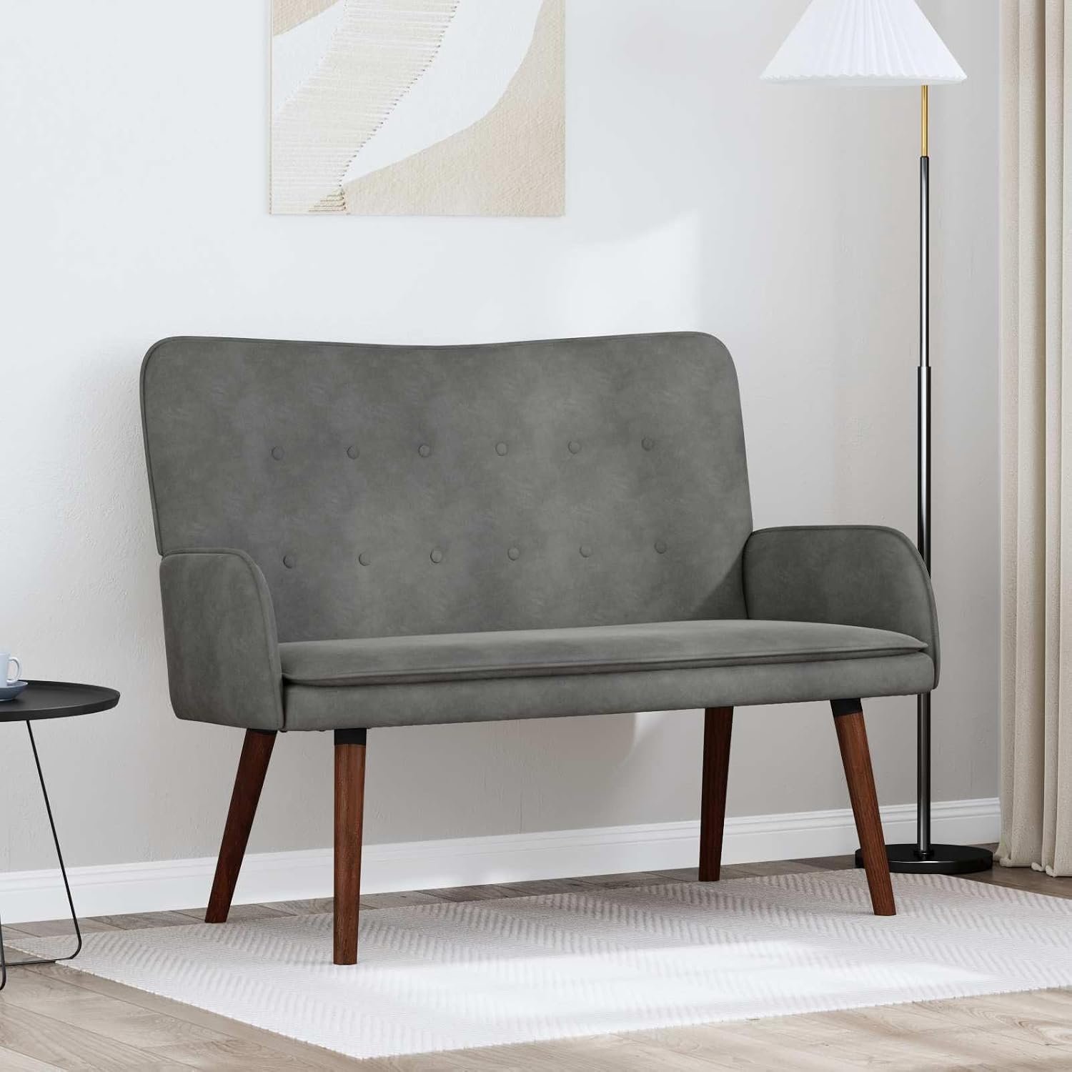 2-zitsbank donkergrijs fluweel 115 x 61 x 87 cm