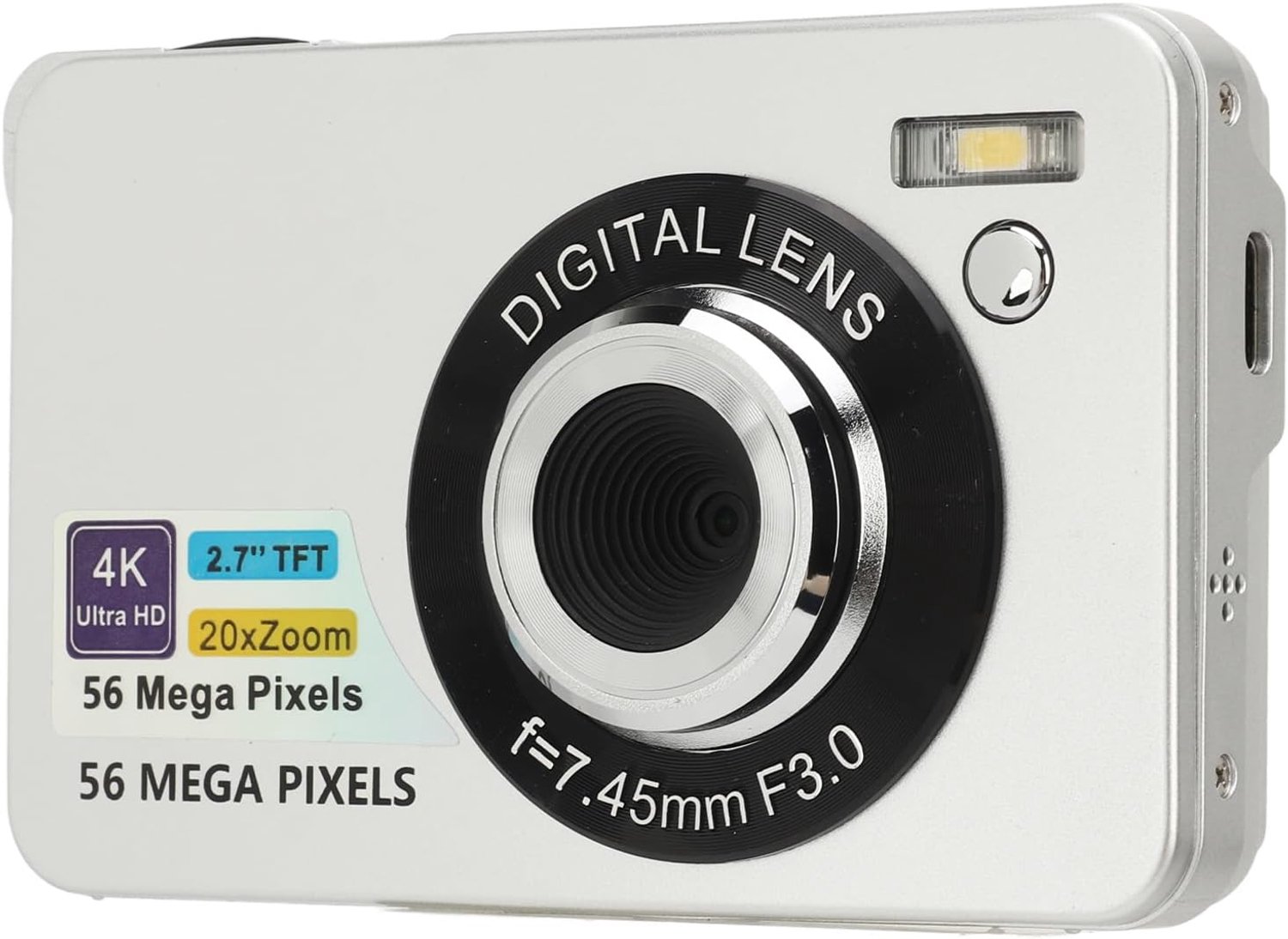 4K Digitale Camera, 56 MP Vlogcamera met 20x Digitale Zoom, Autofocus Videocamcorder met 2,7 Inch Scherm, Invullicht, Time-lapse-video's, Slow Motion, voor Tieners, Volwassenen