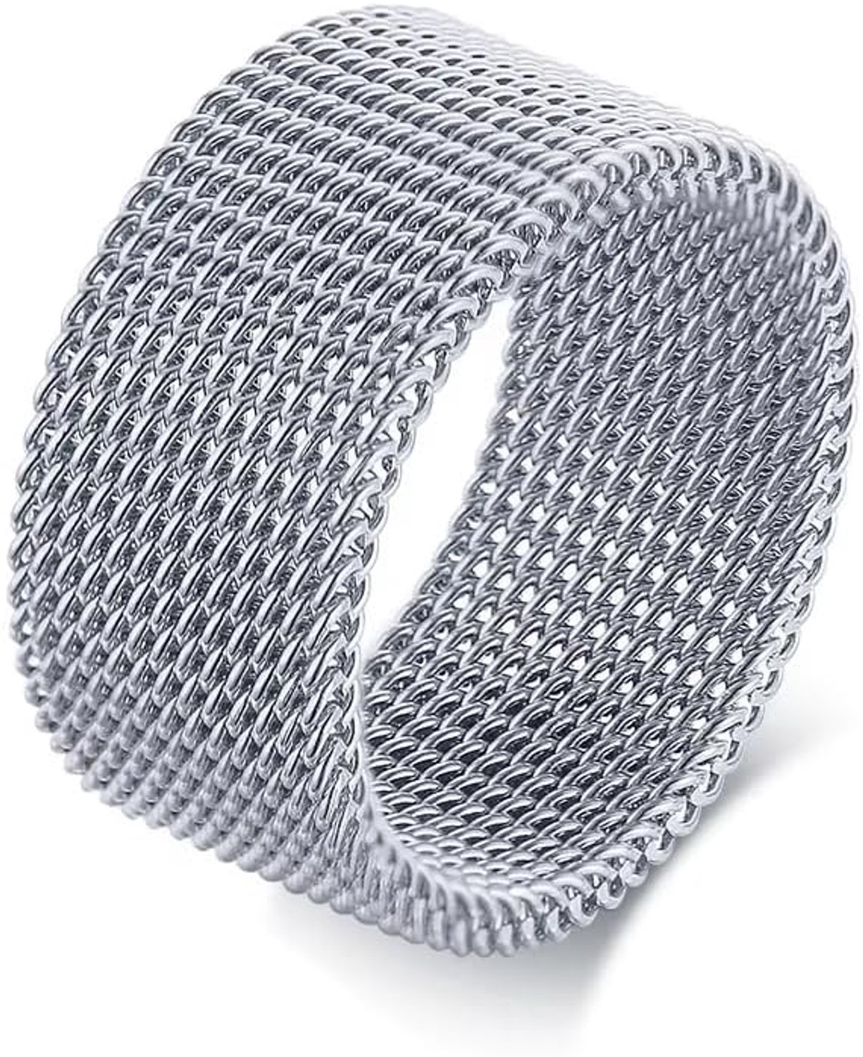 Herenring van roestvrij staal, 10 mm brede geweven herenmode ring