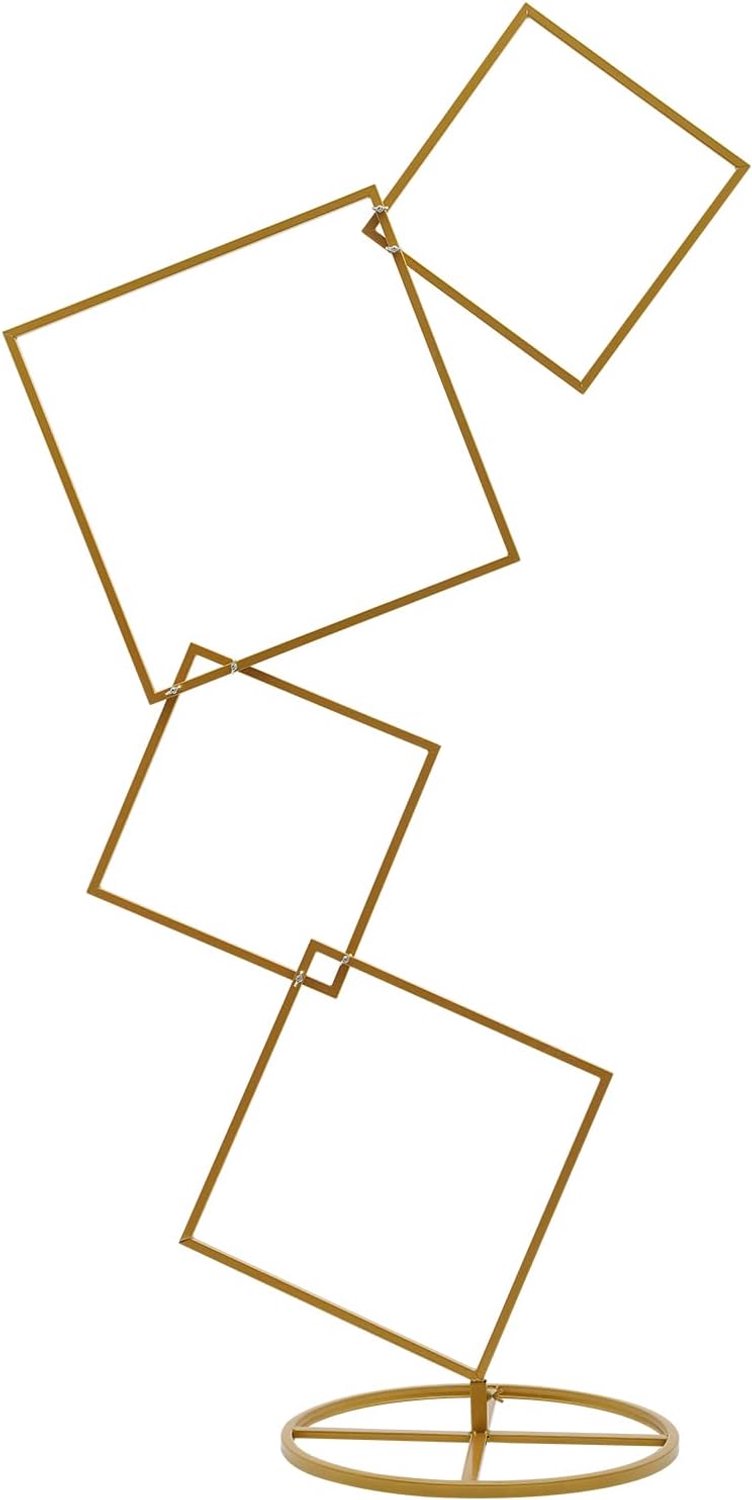 4 etages, geometrische standaard, goud, rechthoekig, voor bruiloft, vierkante boog met ijzer, bruiloftsachtergrond, centerpieces, staande bloemenvaas voor feestjes, evenementen