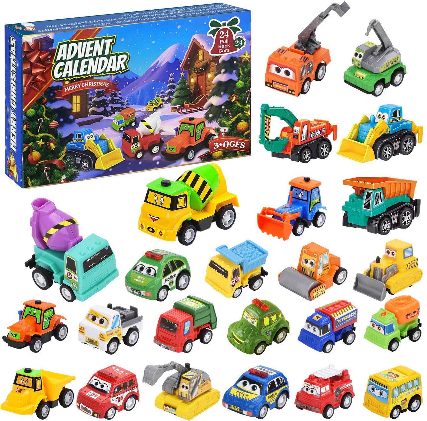 Speelgoedauto Adventskalender 2026 - 24 Dagen Kerst Countdown Speelgoed - Kalender Speelset Voor De Feestdagen - Verjaardagen - Voor Kinderen en Volwassenen