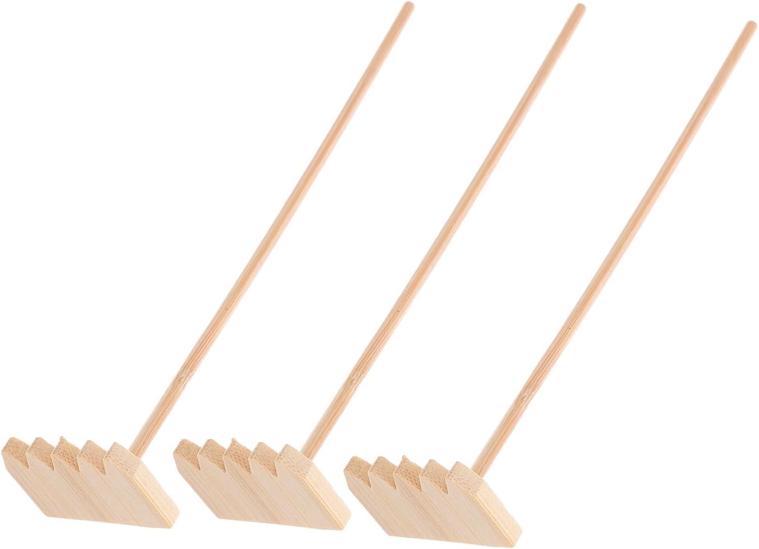 3 Stuks Delige Mini Bamboe Zen Garden Hark Lichtgewicht Meditatie Sandtekentools voor Tafelblad Micro Landschap Draagbaar voor Binnen Buiten Ontspanning